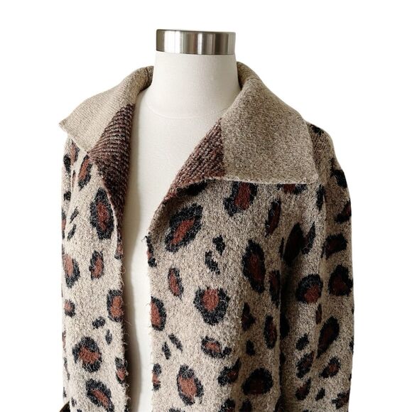 Lovestitch Cardigan Duster Sweater S Lux Leopard Long Open Oversized Pockets - Picture 4 of 7